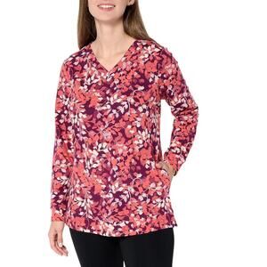 Denim & Co. Women's French Terry Long Sleeve Tunic Wine - Petite